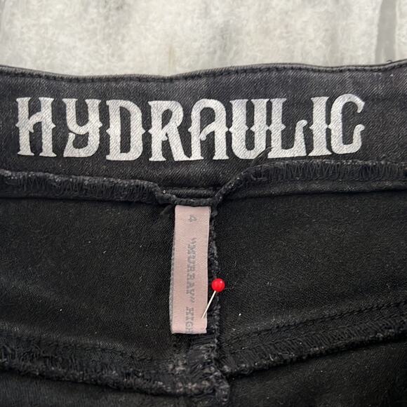 Hydraulic Murray High Rise Button Fly Jeans Woman Size 4 Military Look Steampunk - Picture 3 of 6